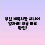 부산 벼룩시장 구인구직: 시니어클럽 일자리 안내