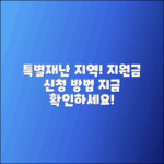 특별재난지역 선포와 지원금 신청 혜택 안내