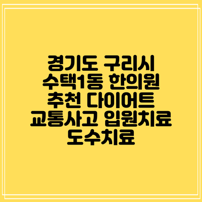 경기도 구리시 수택1동 한의원 추천 다이어트 교통사고 입원치료 도수치료