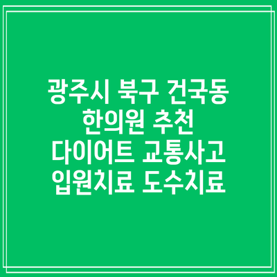 광주시 북구 건국동 한의원 추천 다이어트 교통사고 입원치료 도수치료