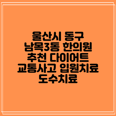 울산시 동구 남목3동 한의원 추천 다이어트 교통사고 입원치료 도수치료