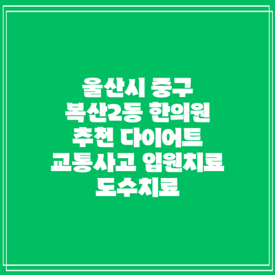 울산시 중구 복산2동 한의원 추천 다이어트 교통사고 입원치료 도수치료