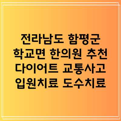 전라남도 함평군 학교면 한의원 추천 다이어트 교통사고 입원치료 도수치료
