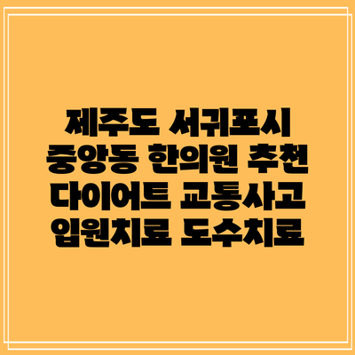 제주도 서귀포시 중앙동 한의원 추천 다이어트 교통사고 입원치료 도수치료