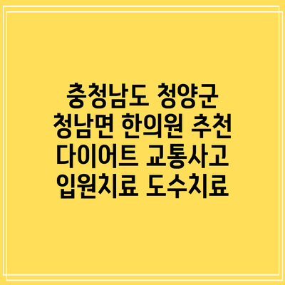 충청남도 청양군 청남면 한의원 추천 다이어트 교통사고 입원치료 도수치료