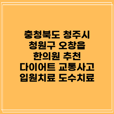 충청북도 청주시 청원구 오창읍 한의원 추천 다이어트 교통사고 입원치료 도수치료