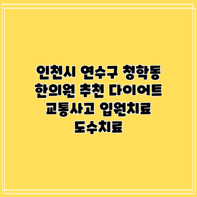 인천시 연수구 청학동 한의원 추천 다이어트 교통사고 입원치료 도수치료