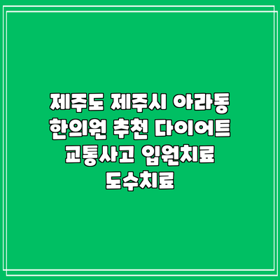 제주도 제주시 아라동 한의원 추천 다이어트 교통사고 입원치료 도수치료
